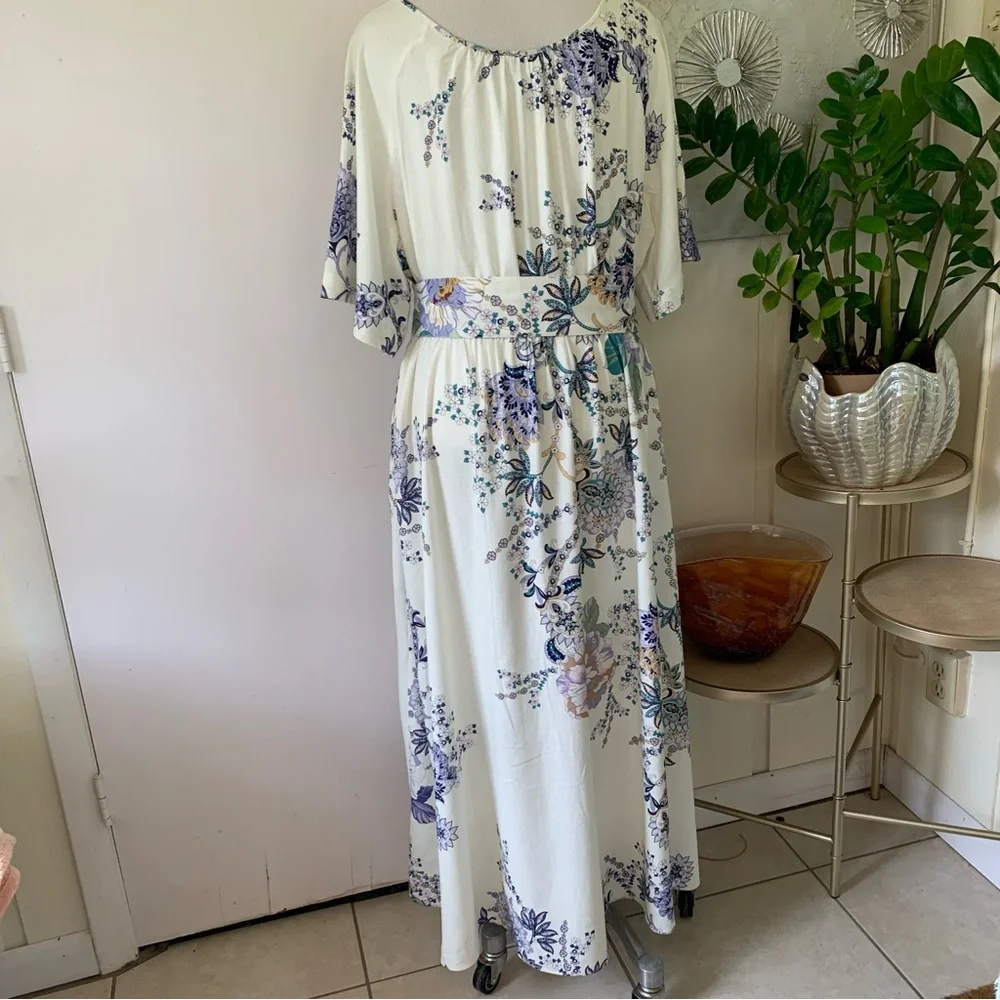 NWT Calypso St. Barth Linen blend printed maxi belted dress size L - Picture 4 of 13